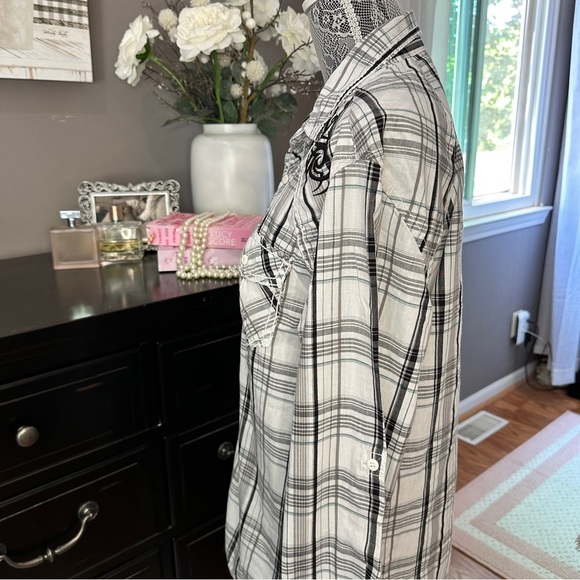 Machine Men’s Plaid Long Sleeve Shirt – Embroidered Western Style – Size M - Picture 8 of 15